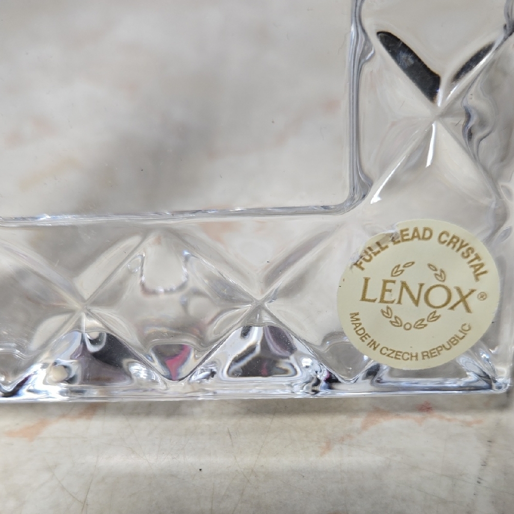 Lenox Clear Crystal Picture Frame Pair with Geometric Bevel - Picture 2 of 6